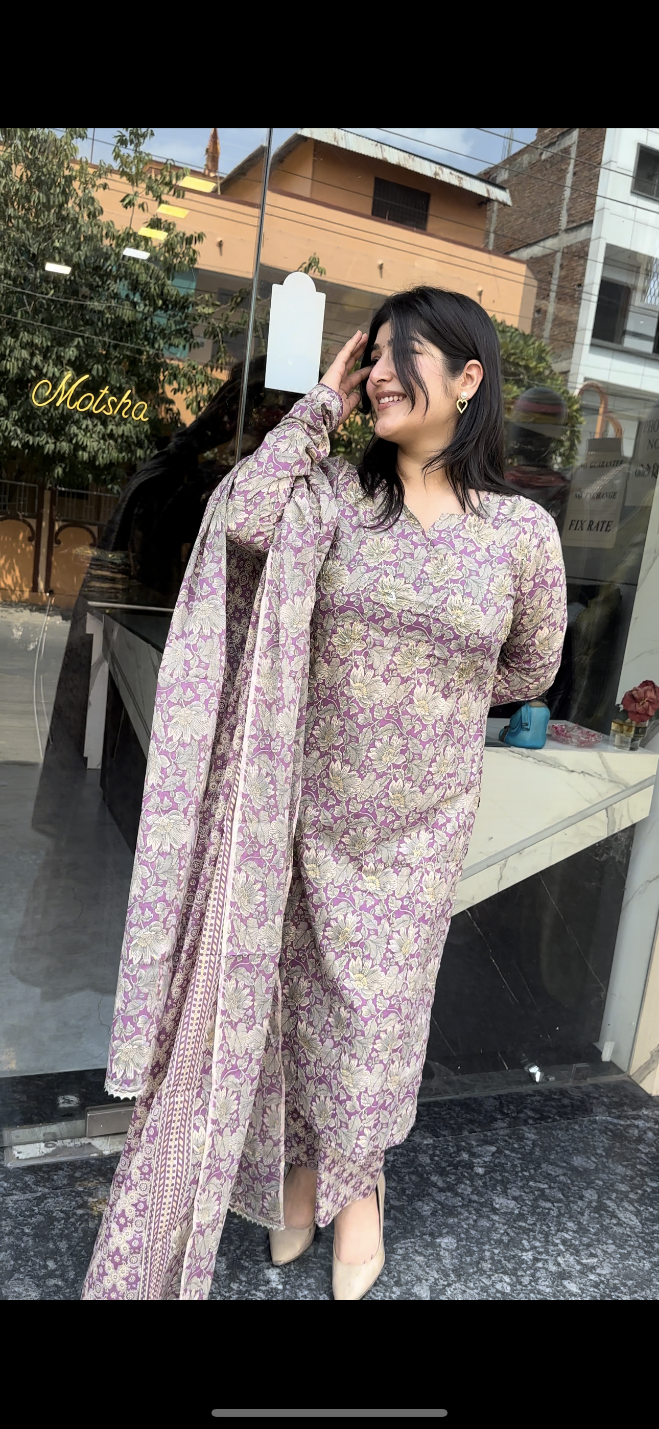 Purple Kurti Set with dupatta