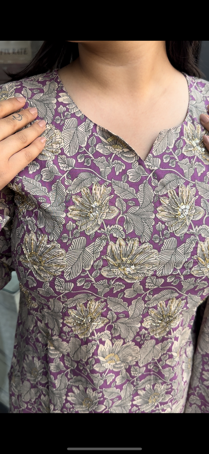 Purple Kurti Set with dupatta