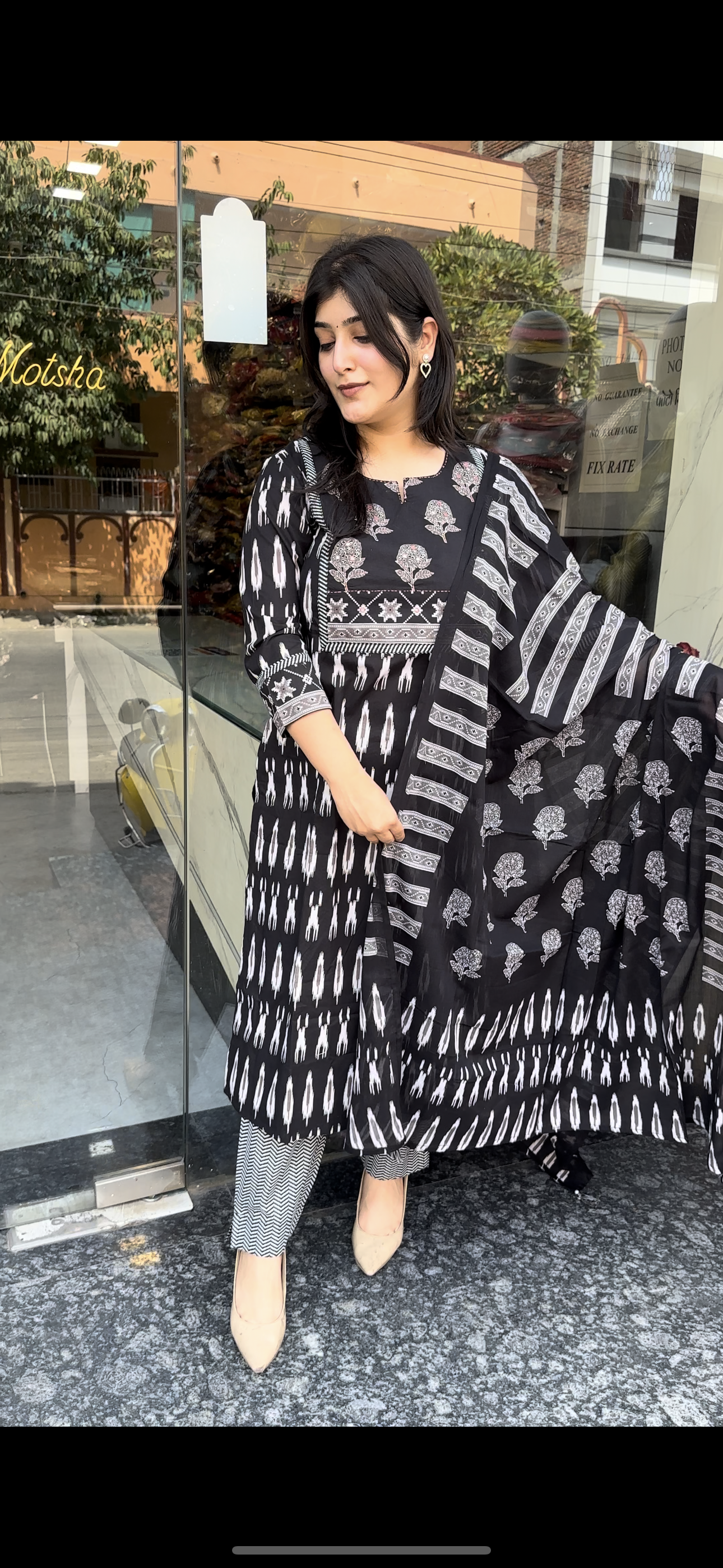 Black Kurti set with dupatta