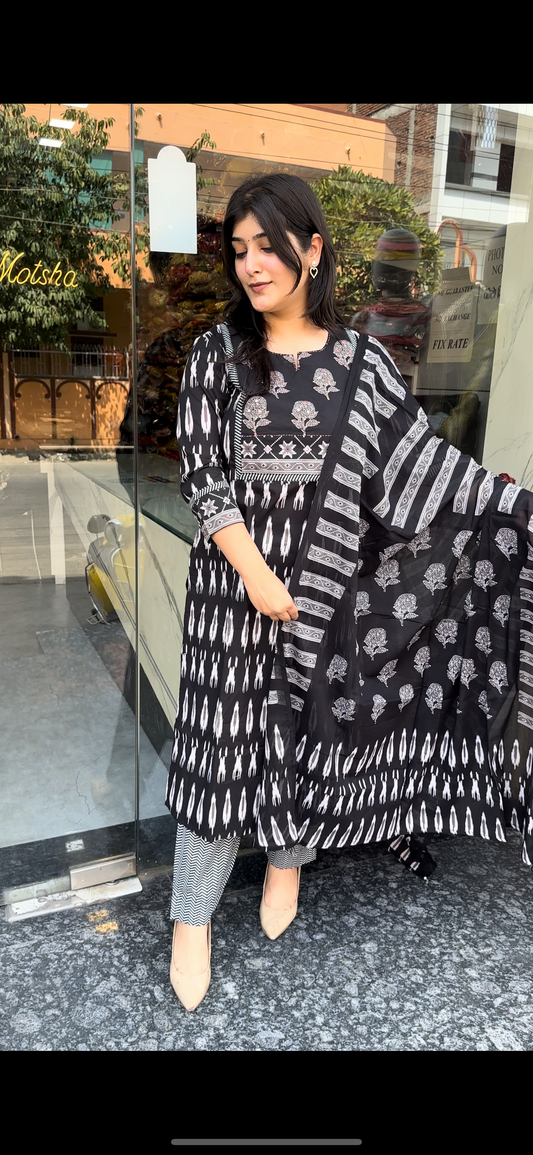 Black Kurti set with dupatta