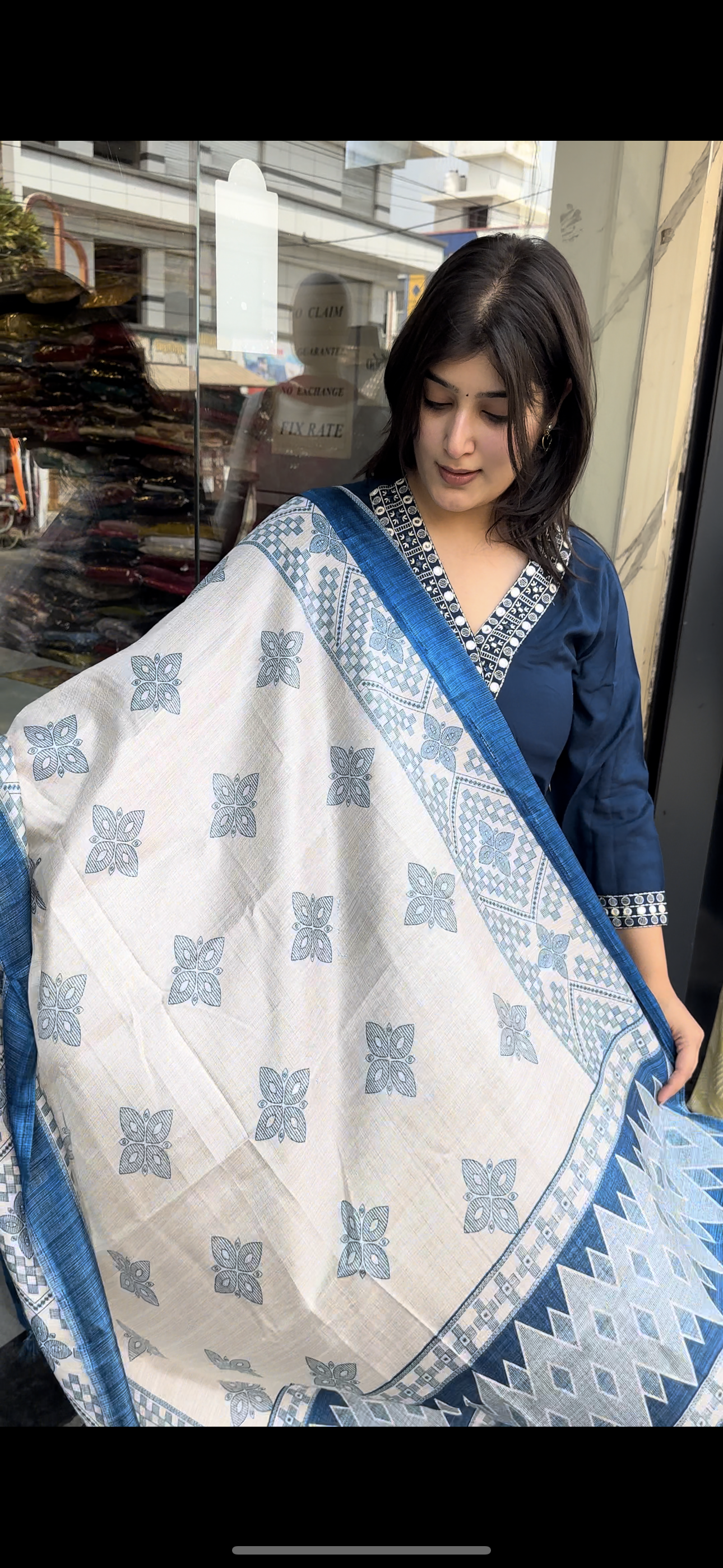 NAVY BLUE KURTI SET WITH DUPATTA