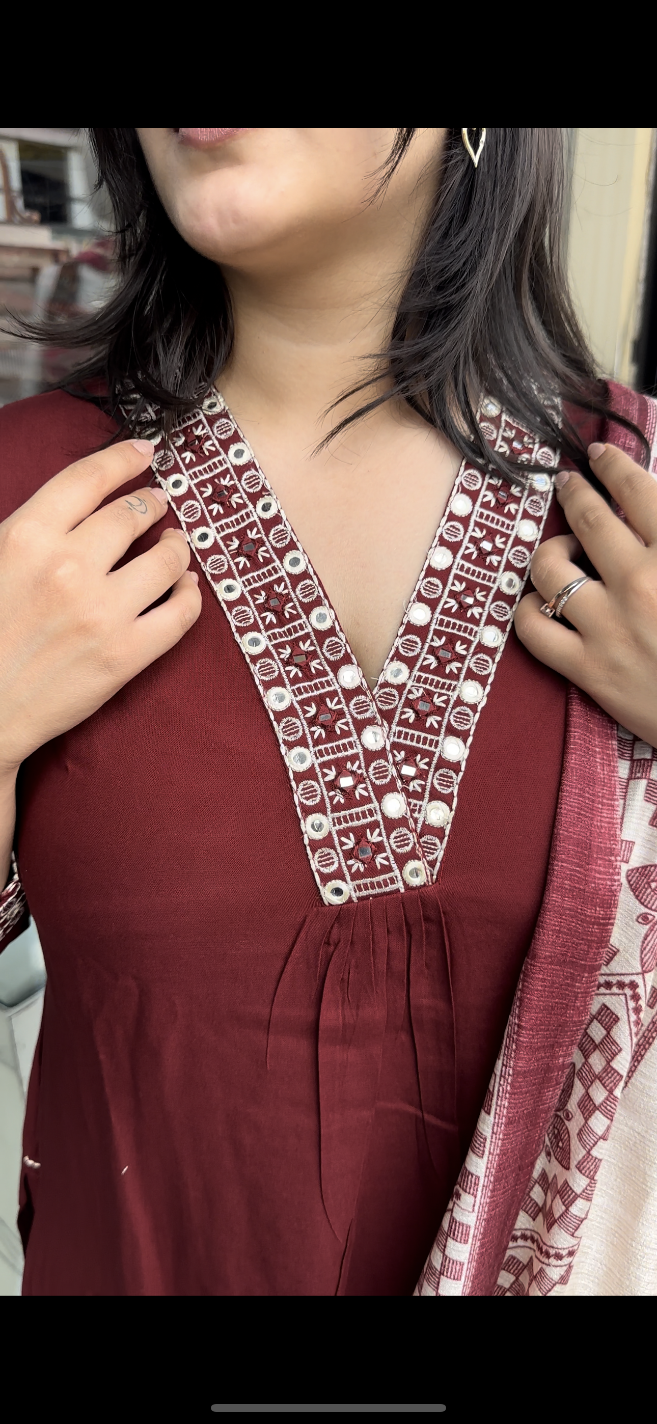 Mahroon Kurti set with dupatta