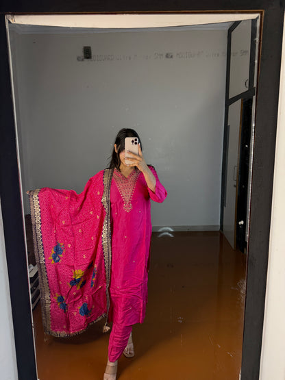 Pink suit with dupatta