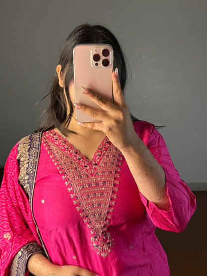 Pink suit with dupatta