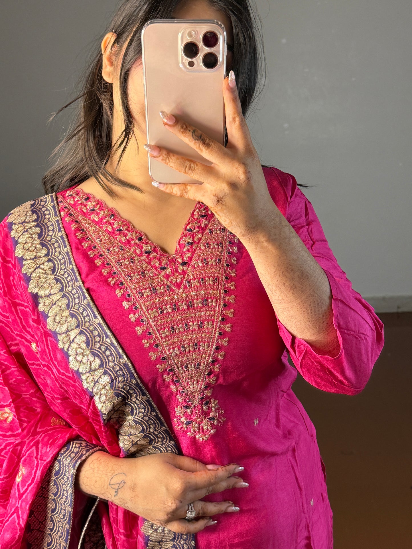 Pink suit with dupatta