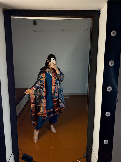 blueSuit with printed dupatta