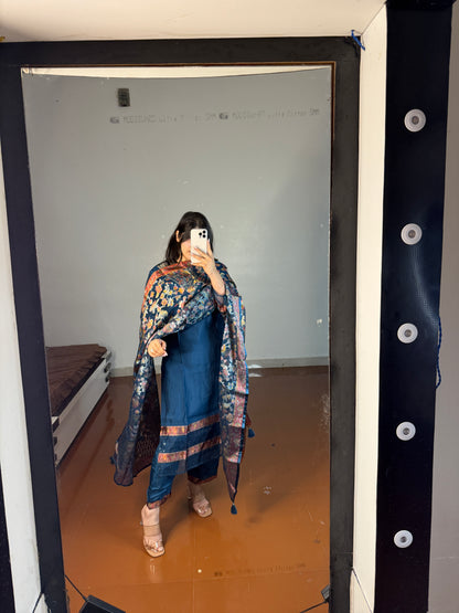 blueSuit with printed dupatta
