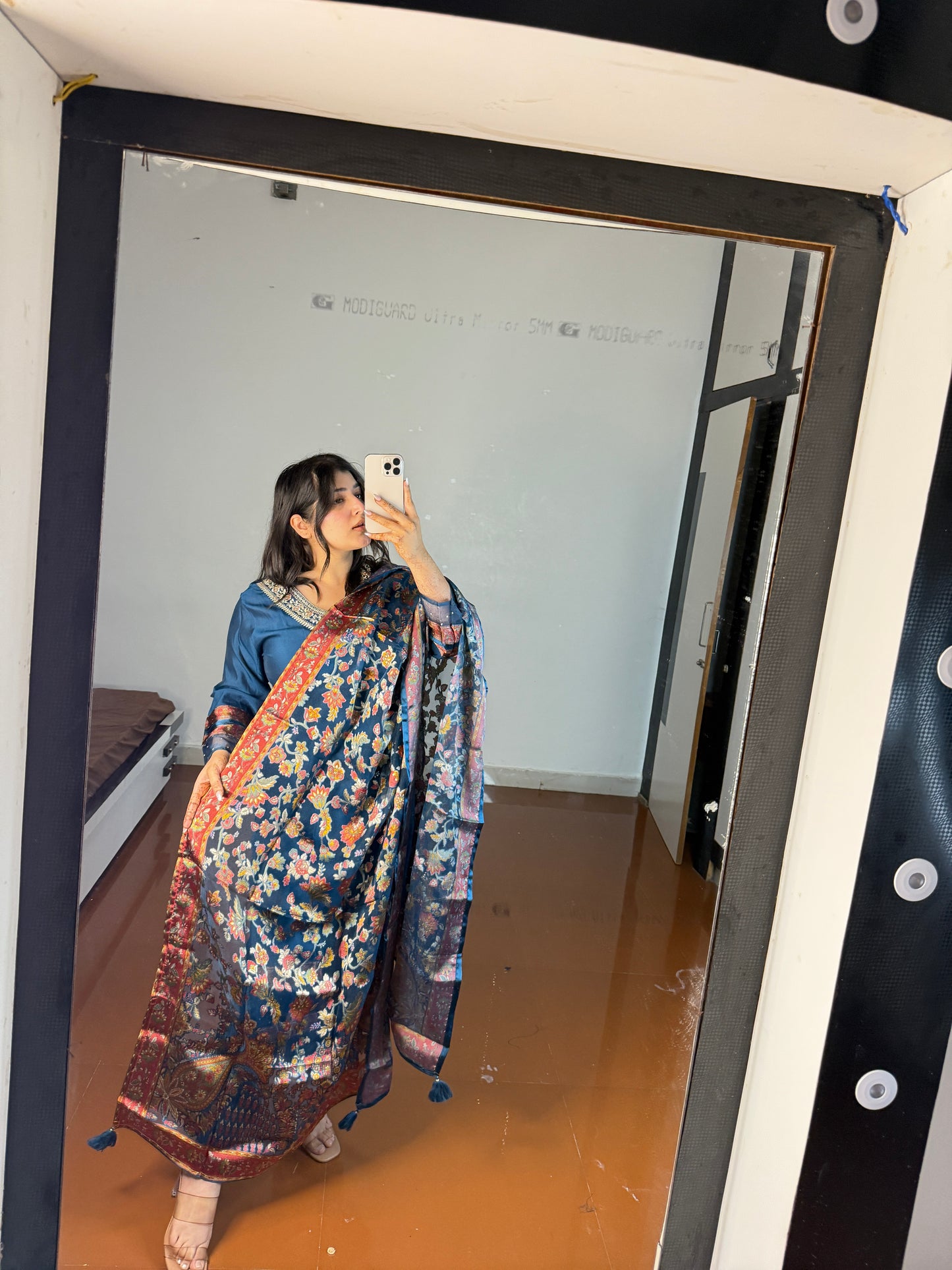 blueSuit with printed dupatta