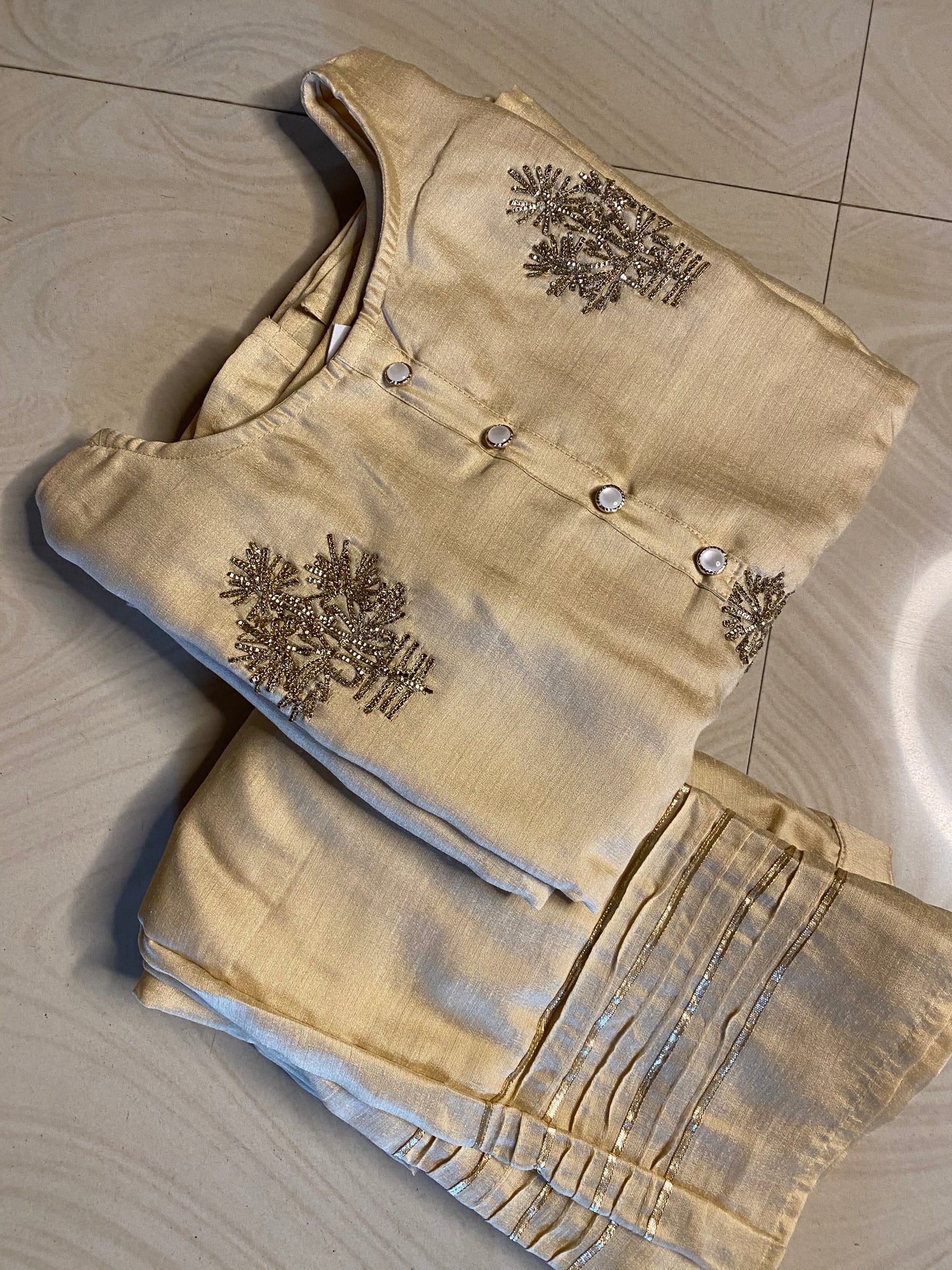 Silk Cream Kurti set