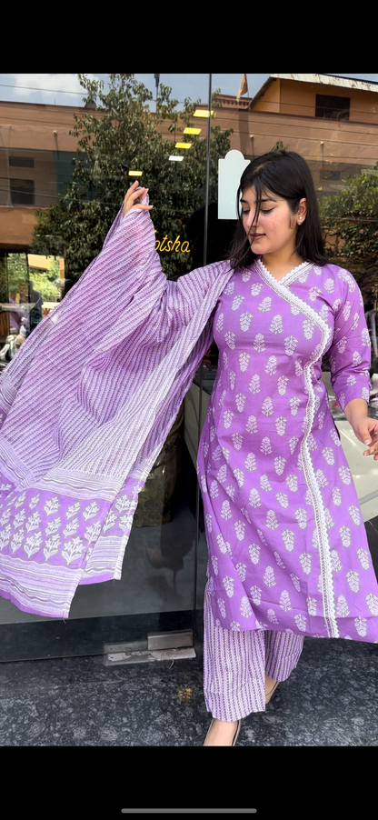 Purple Cotton Kurti set