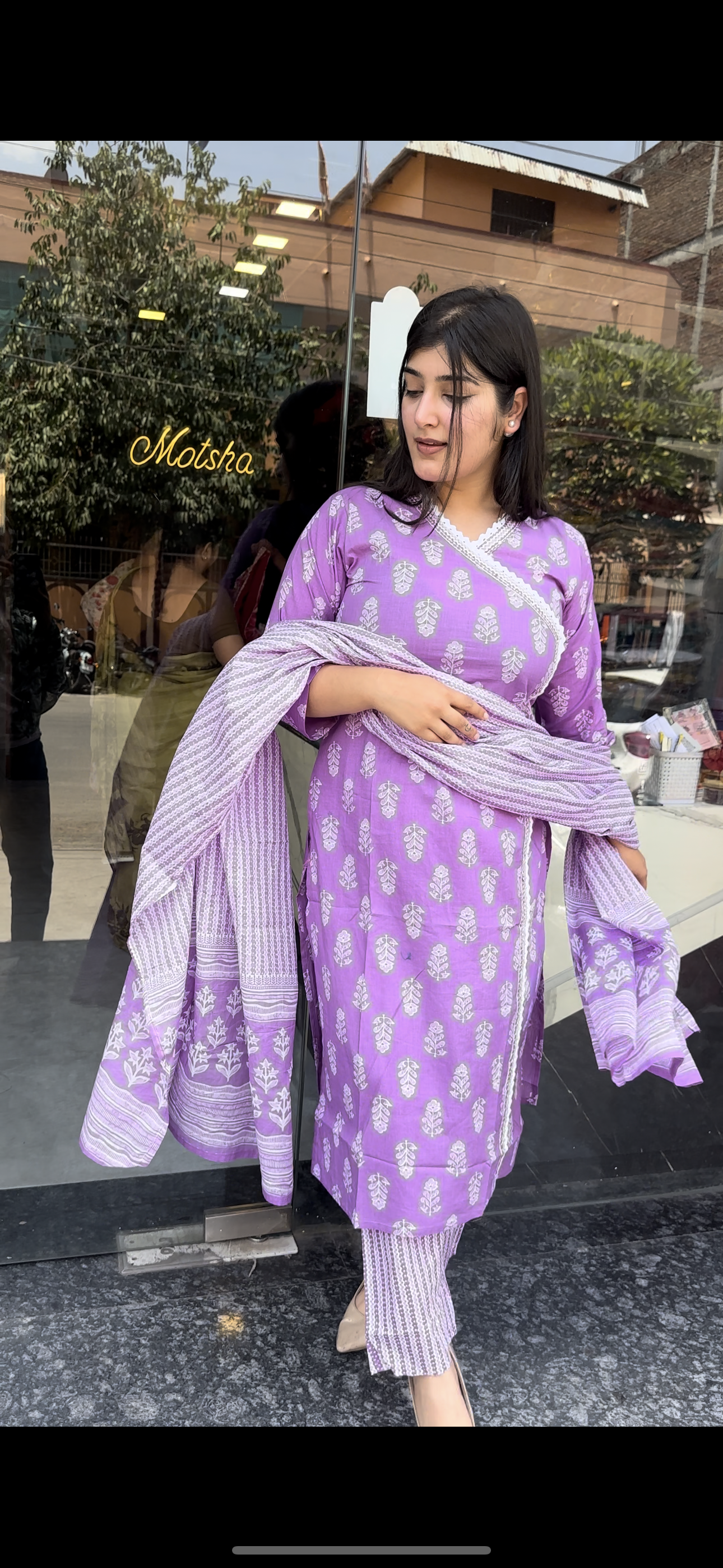 Purple Cotton Kurti set