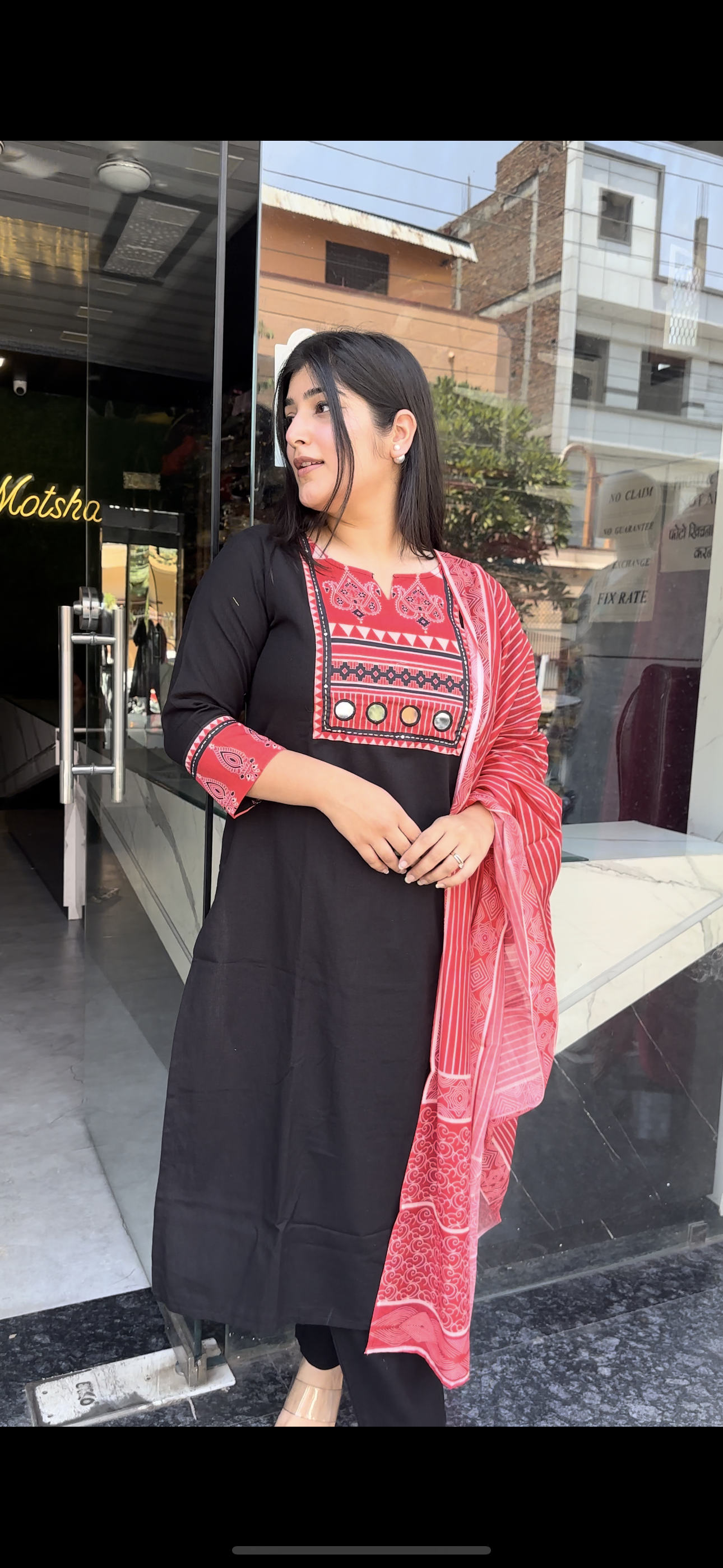 Black Patchwork Kurti set