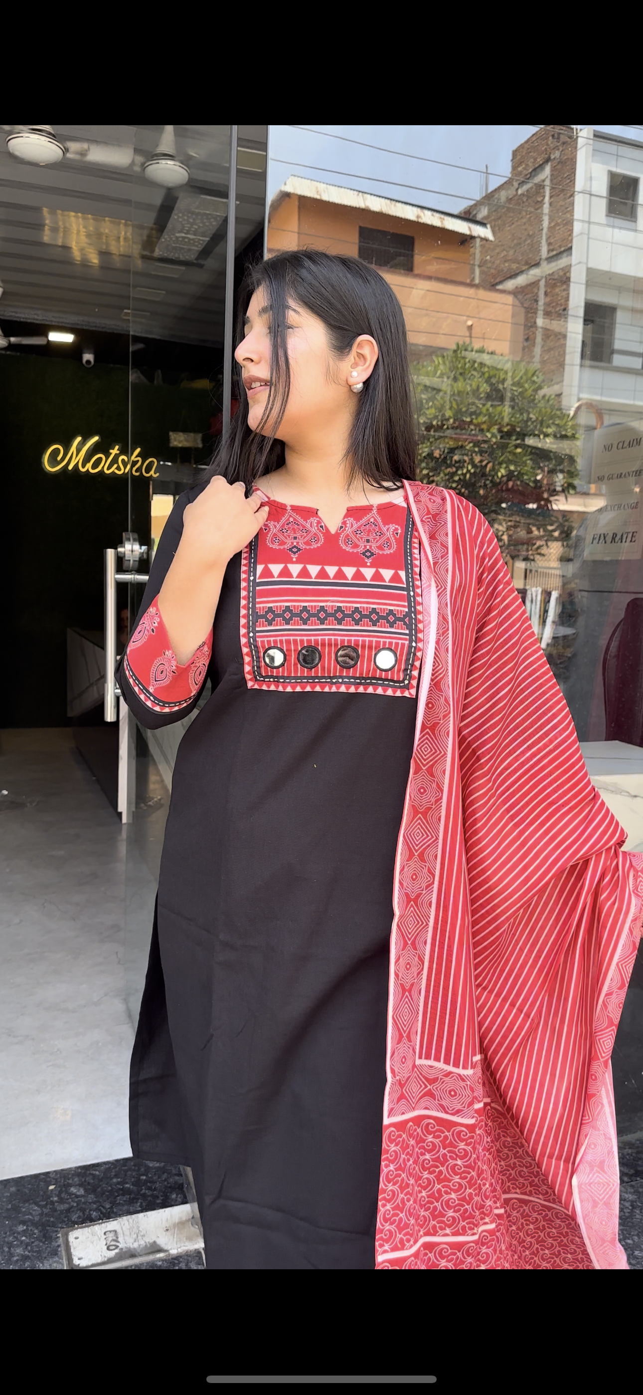 Black Patchwork Kurti set