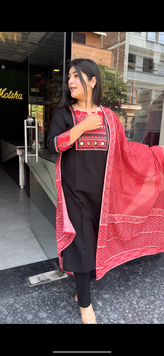 Black Patchwork Kurti set