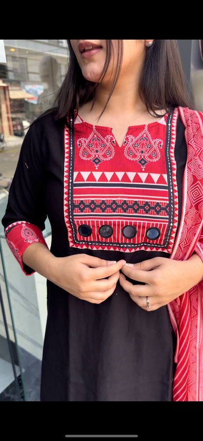 Black Patchwork Kurti set