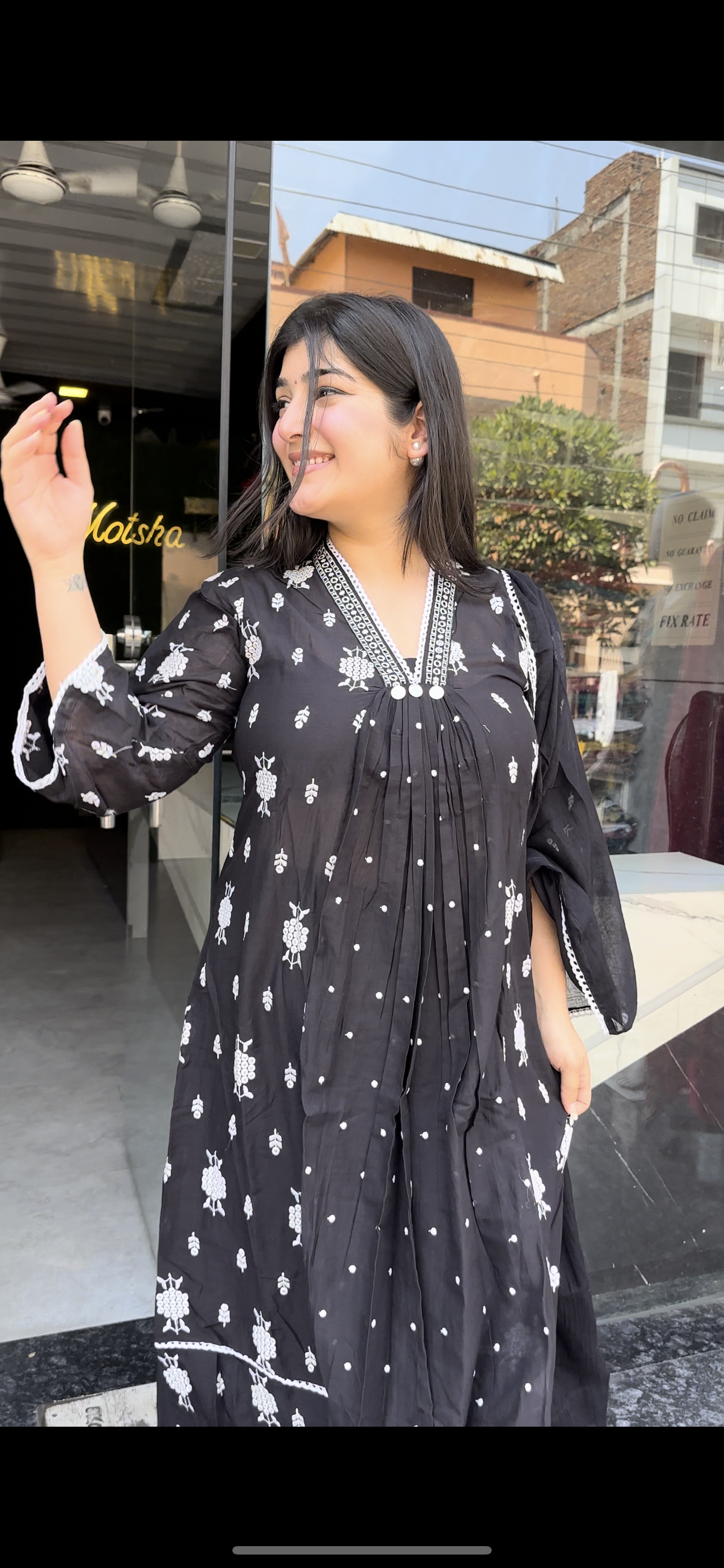 BLACK A-Line Kurta Set
