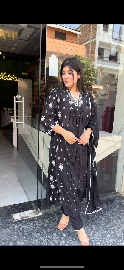 BLACK A-Line Kurta Set