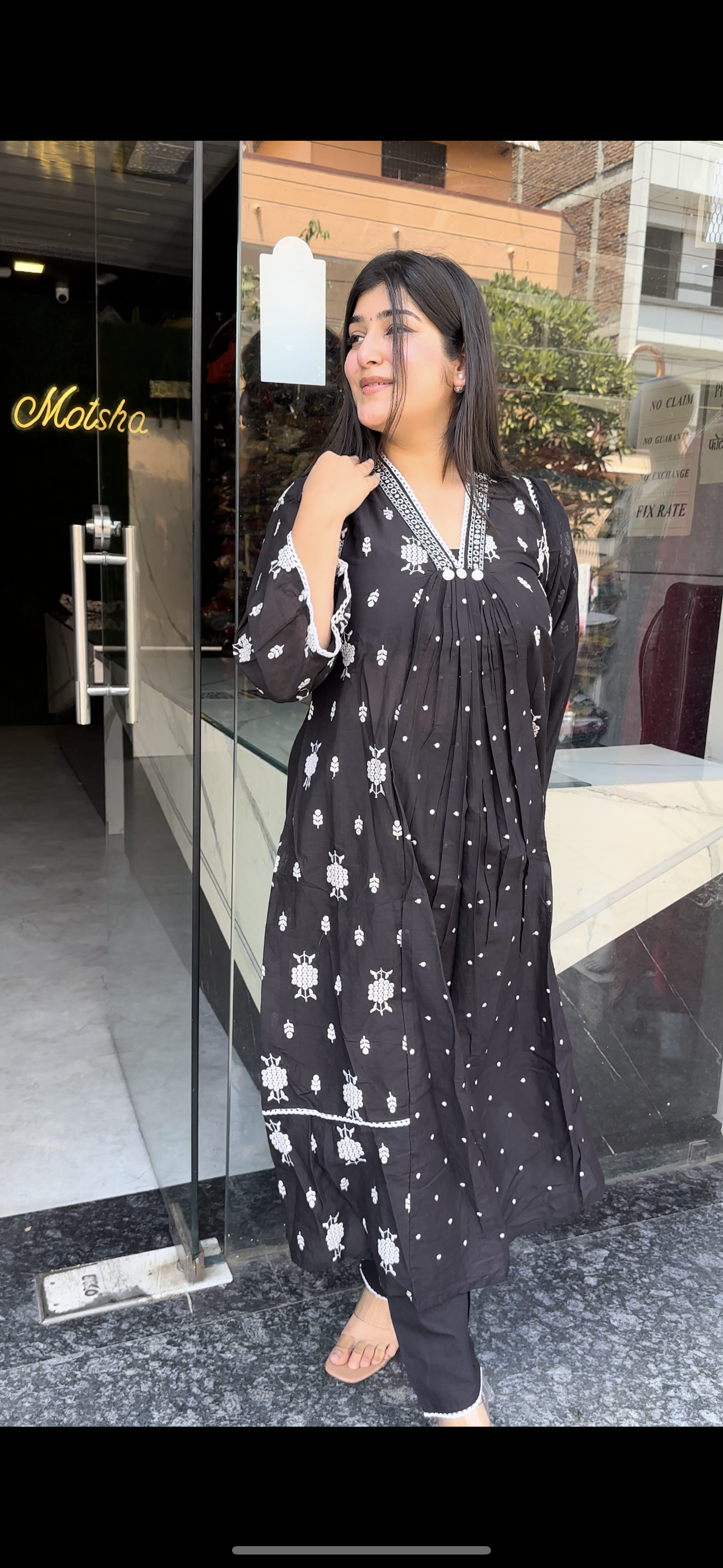 BLACK A-Line Kurta Set