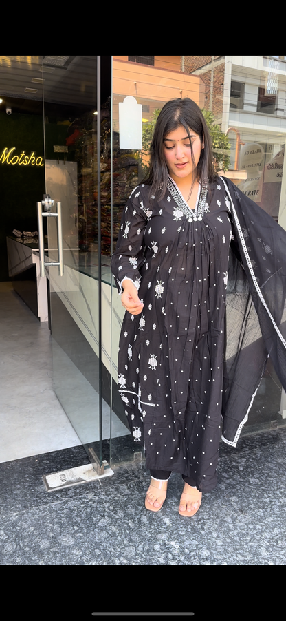 BLACK A-Line Kurta Set