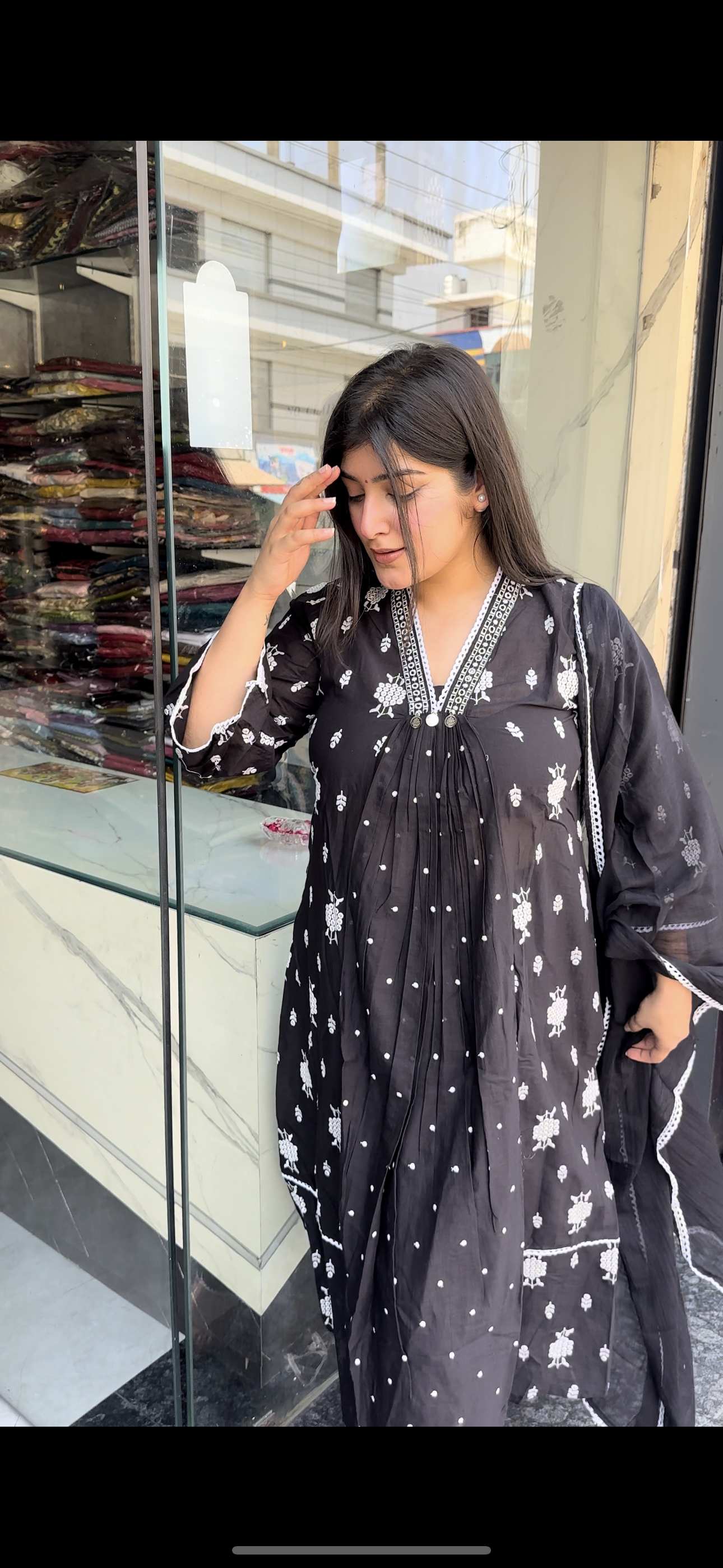 BLACK A-Line Kurta Set