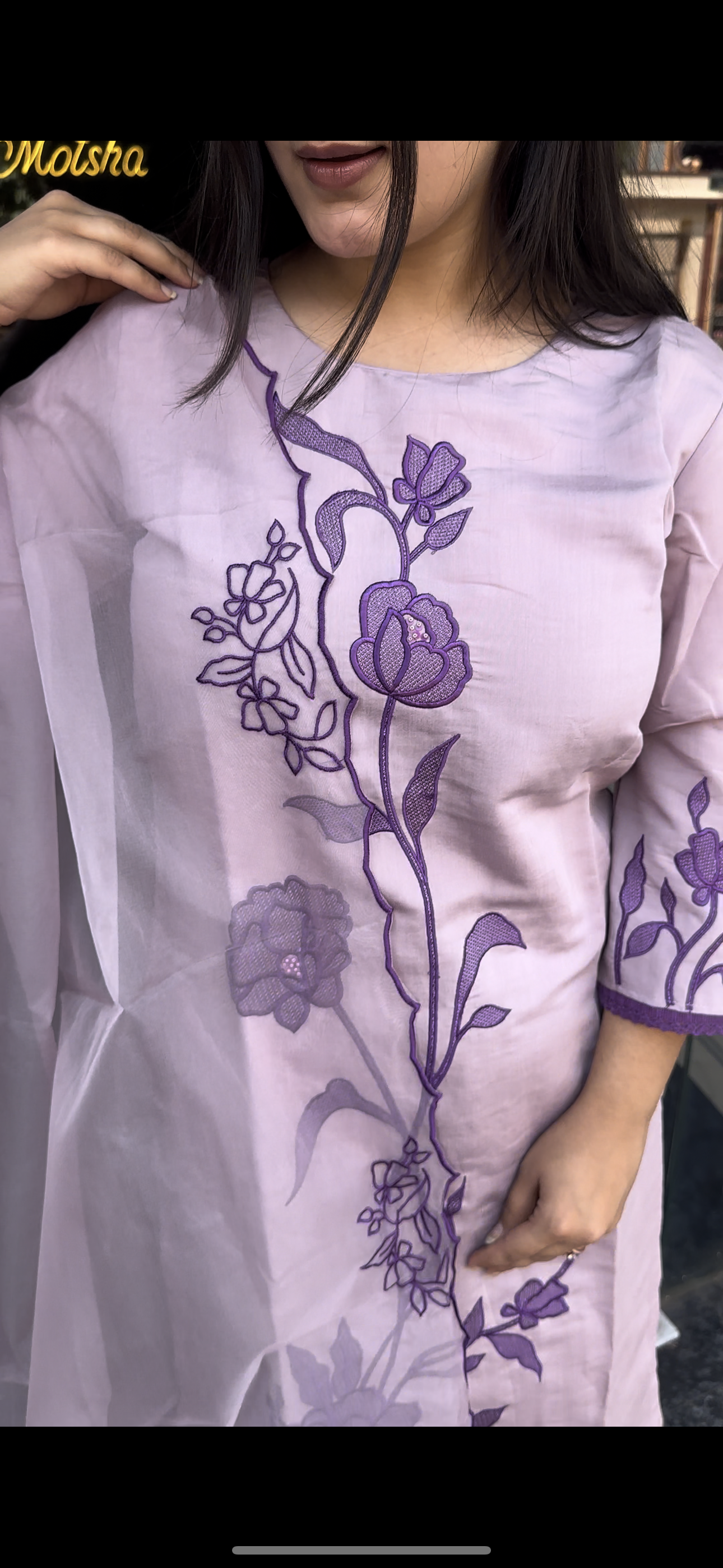 Lavender Suit with Organza dupatta