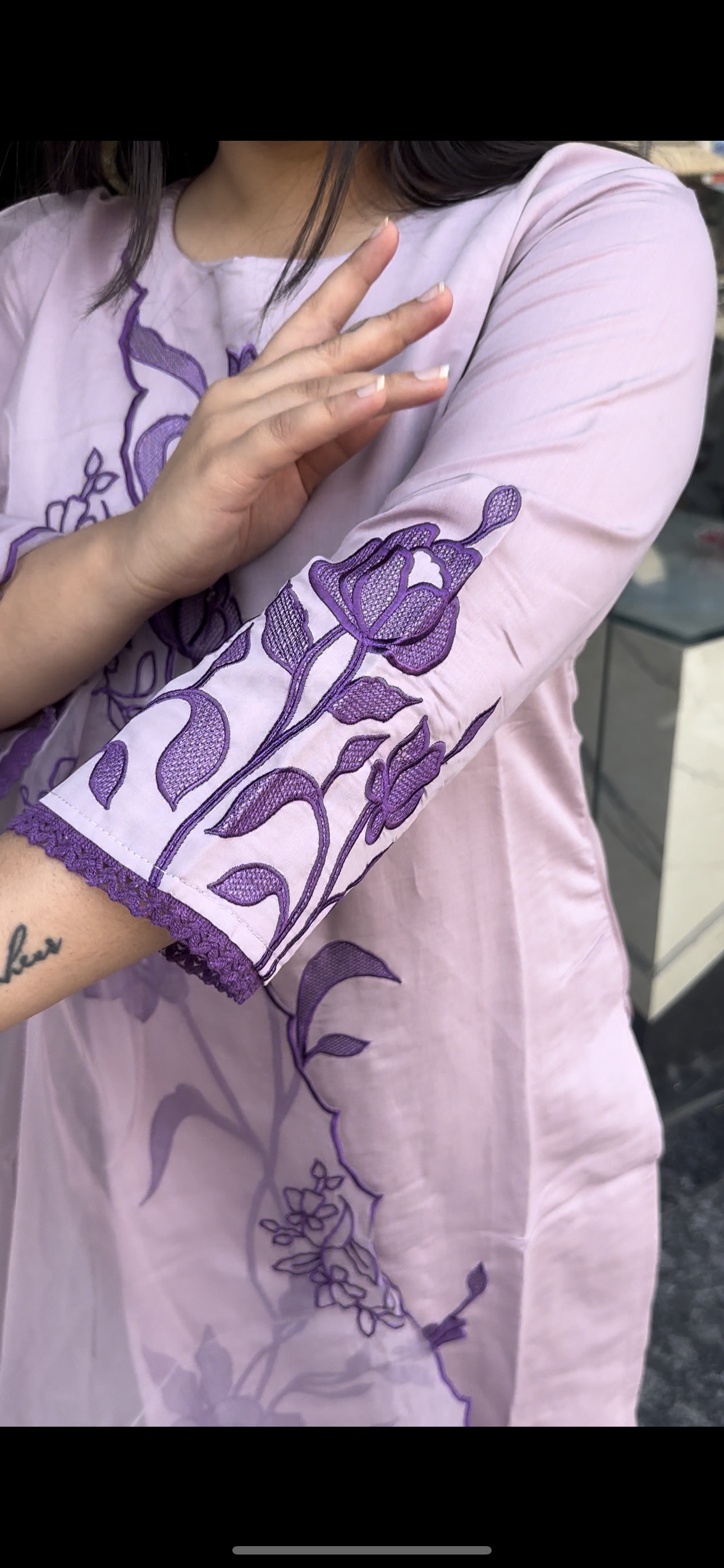 Lavender Suit with Organza dupatta