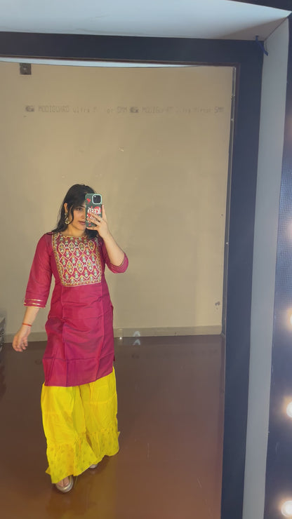 Embroided kurti with sharara