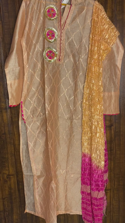 tissue gown Kurti  with dupatta hu