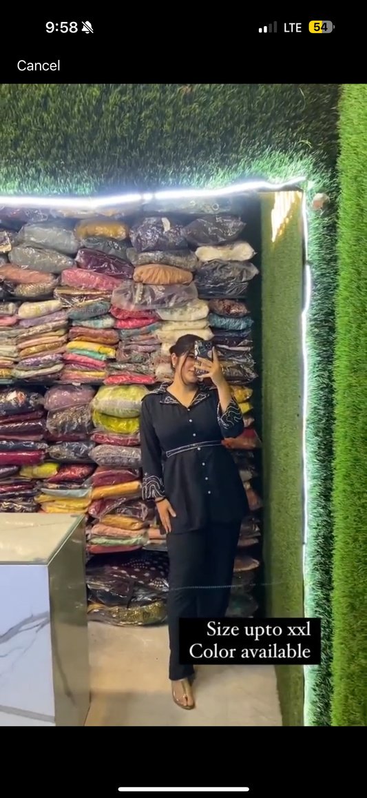 Black imported fabric co-ord set