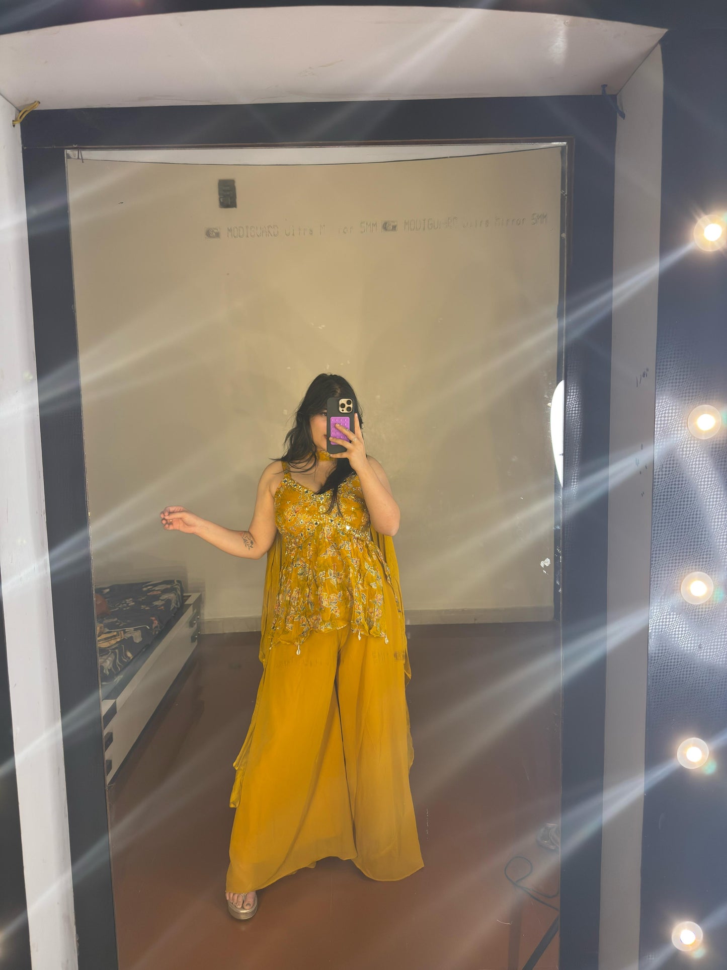 Yellow peplum plazzo set