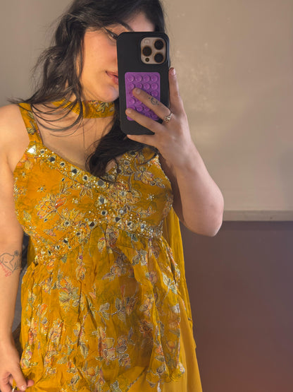 Yellow peplum plazzo set